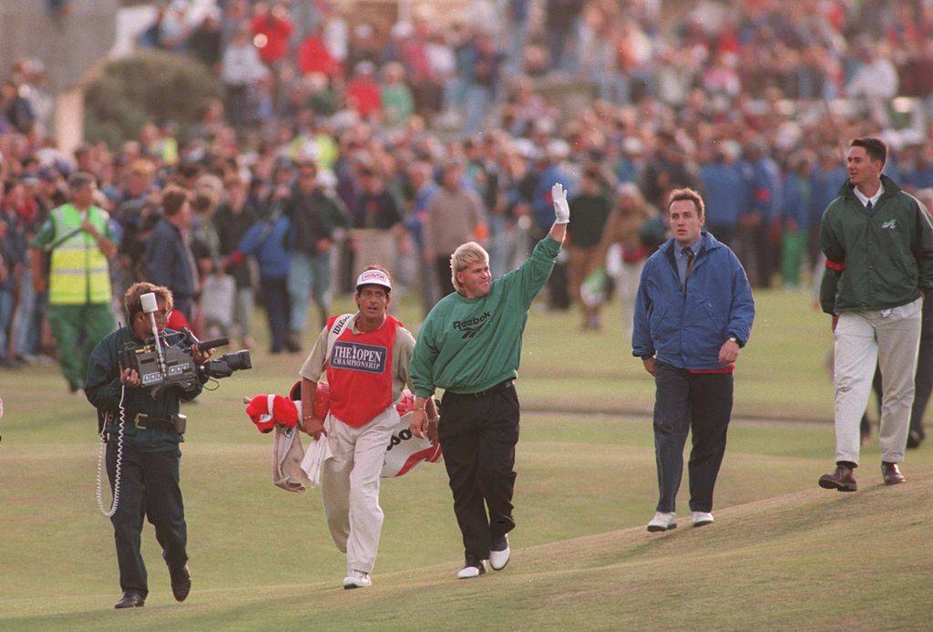 John Daly soaks up the adulation on the 18th as he prepares to win the 1995 Open Championship at St Andrews